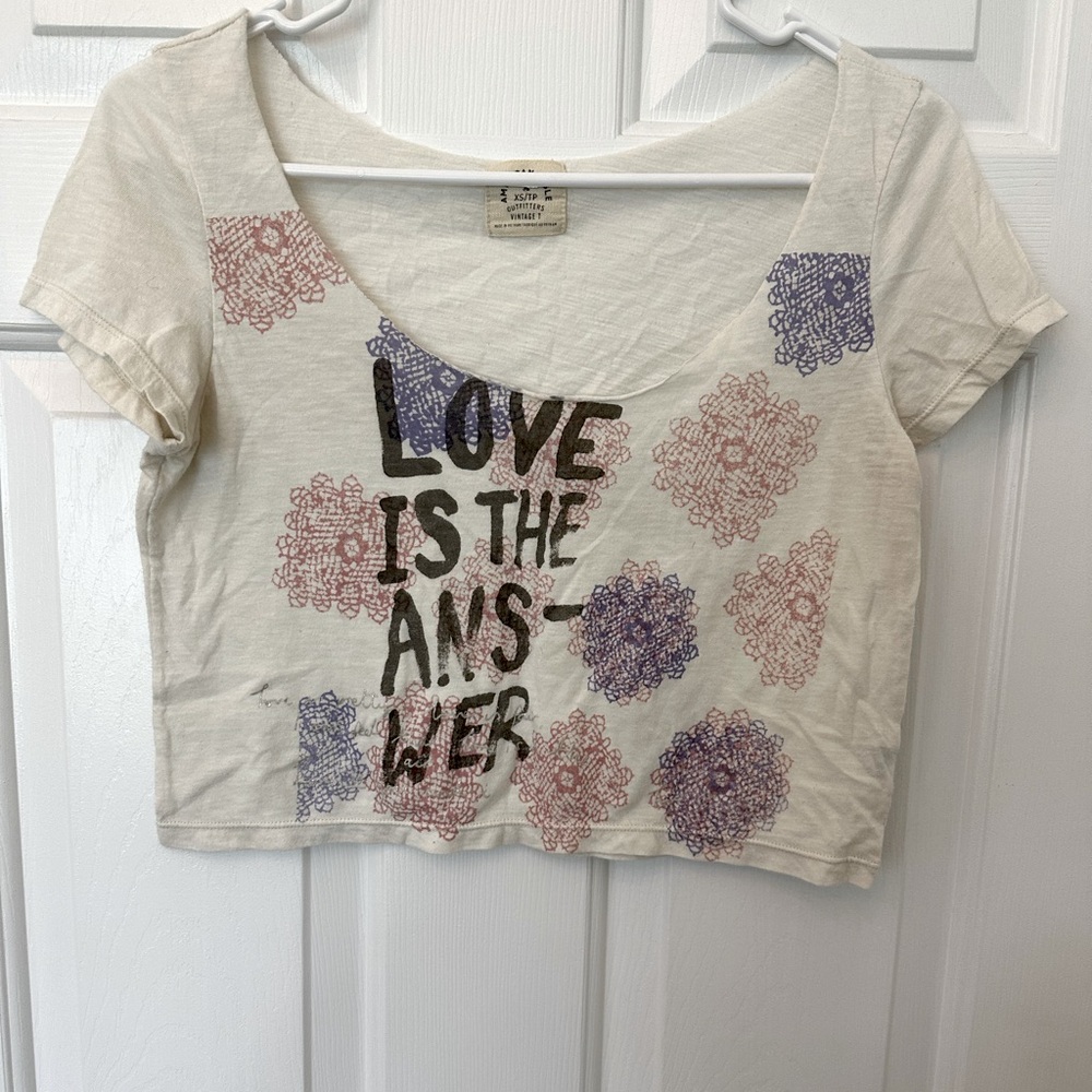 American Eagle Outfitters Cream Crop Top - Extra Small